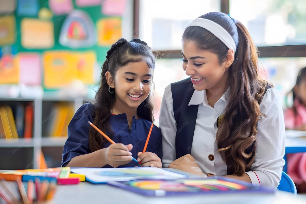 Tutor teaching a student
